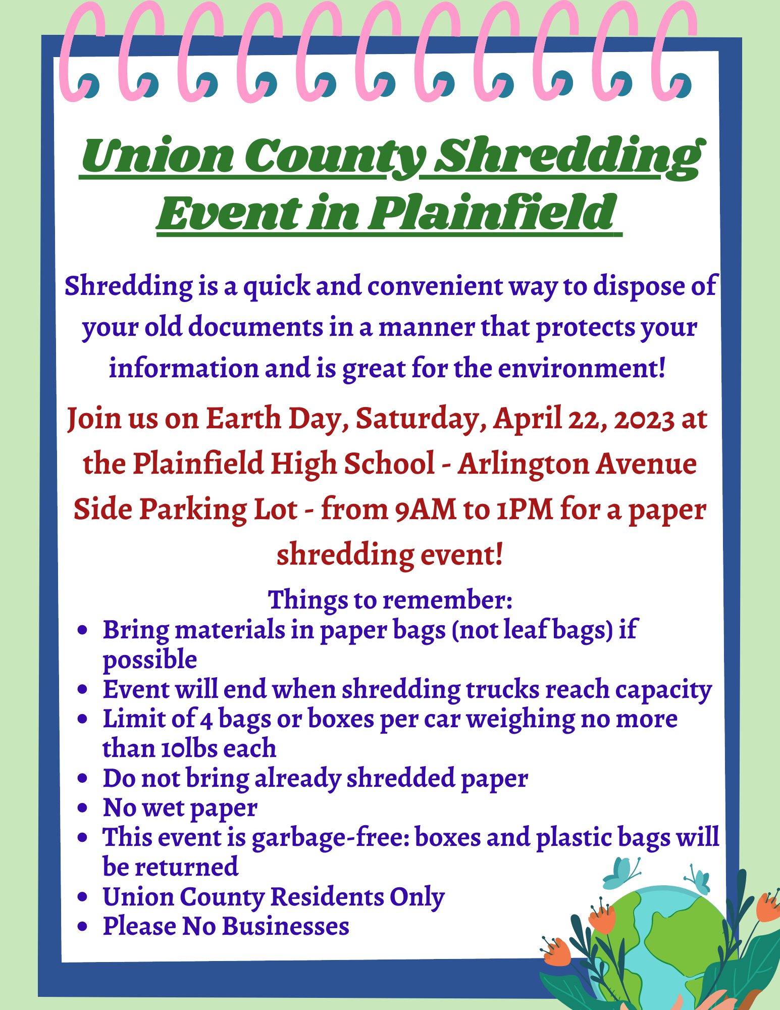 Plainfield's Paper Shredding Event
